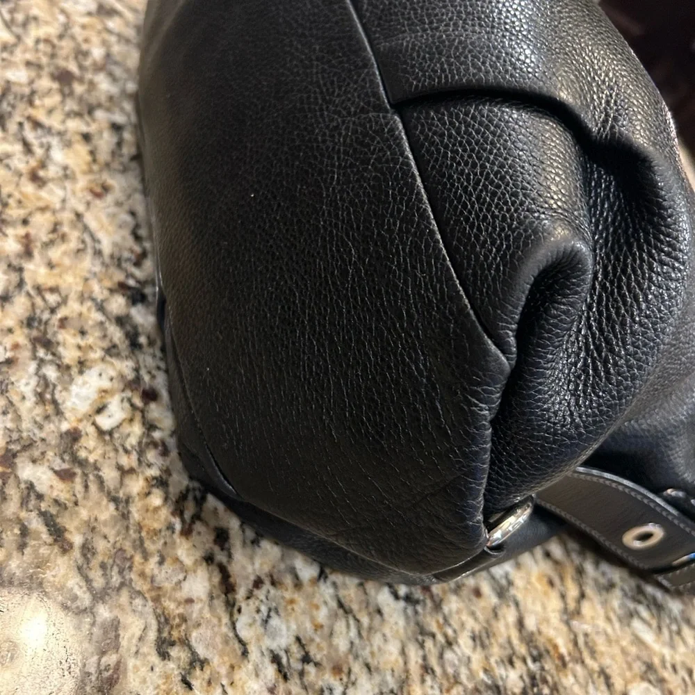 Coach Duffle Black Pebble Leather Hobo Shoulder Bag Convertible - Picture 9 of 12